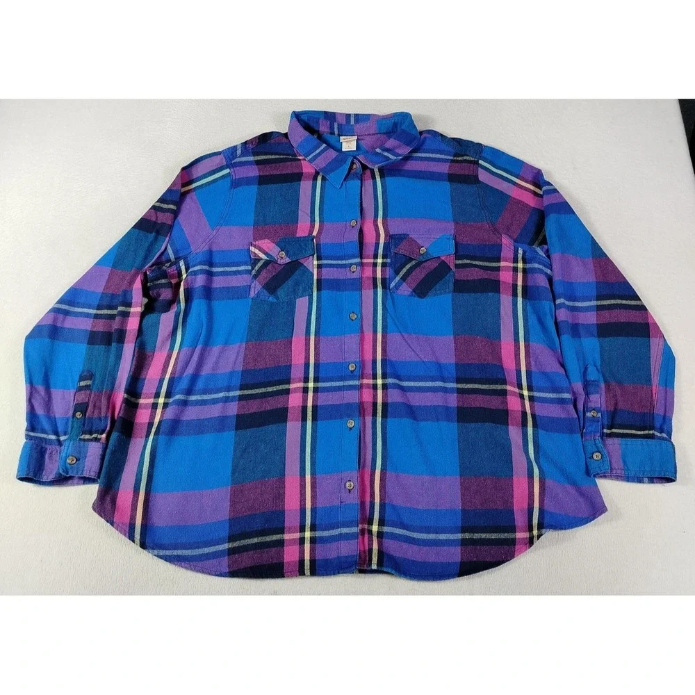 Mossimo Flannel Shirt Womens 3X Multicolor Plaid Cabincore Cozycore Outdoors